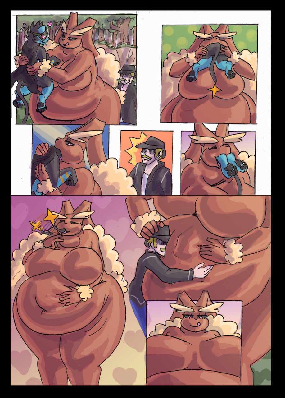 1boy 1girls anthro anthro_pred bbw belly big_belly big_breasts breasts brown_body bunny camping chubby chubby_female comic duo fat female feral feral_prey fur furry hand_on_belly hi_res huge_breasts human human_prey licking_lips lopunny luxray male manpersonguy navel nintendo overweight overweight_female paws pokémon_(species) pokemon pokemon_(species) pokemorph rabbit size_difference soft_vore swallowing thick_thighs video_games vore willing_prey