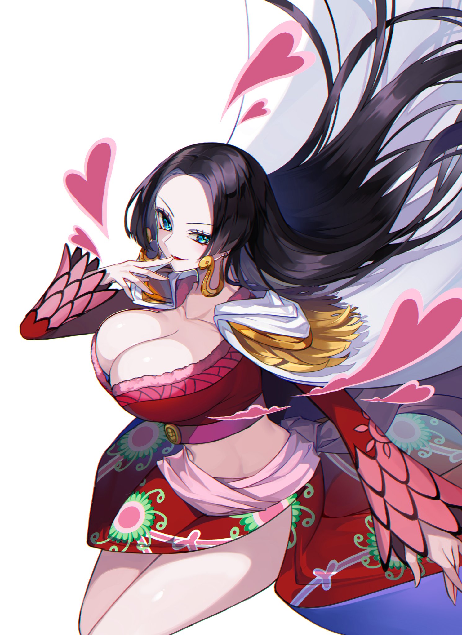 1girls, bare legs, bare thighs, big breasts, black hair, black-haired female, blue eyes, blush, boa hancock, breasts, clothed, clothing, color, crazy otama, female, female focus, female only, hi res, jewelry, large breasts, light skin, light-skinned female, long hair, looking at viewer, one piece, shounen jump, solo, solo female, tagme, thick thighs