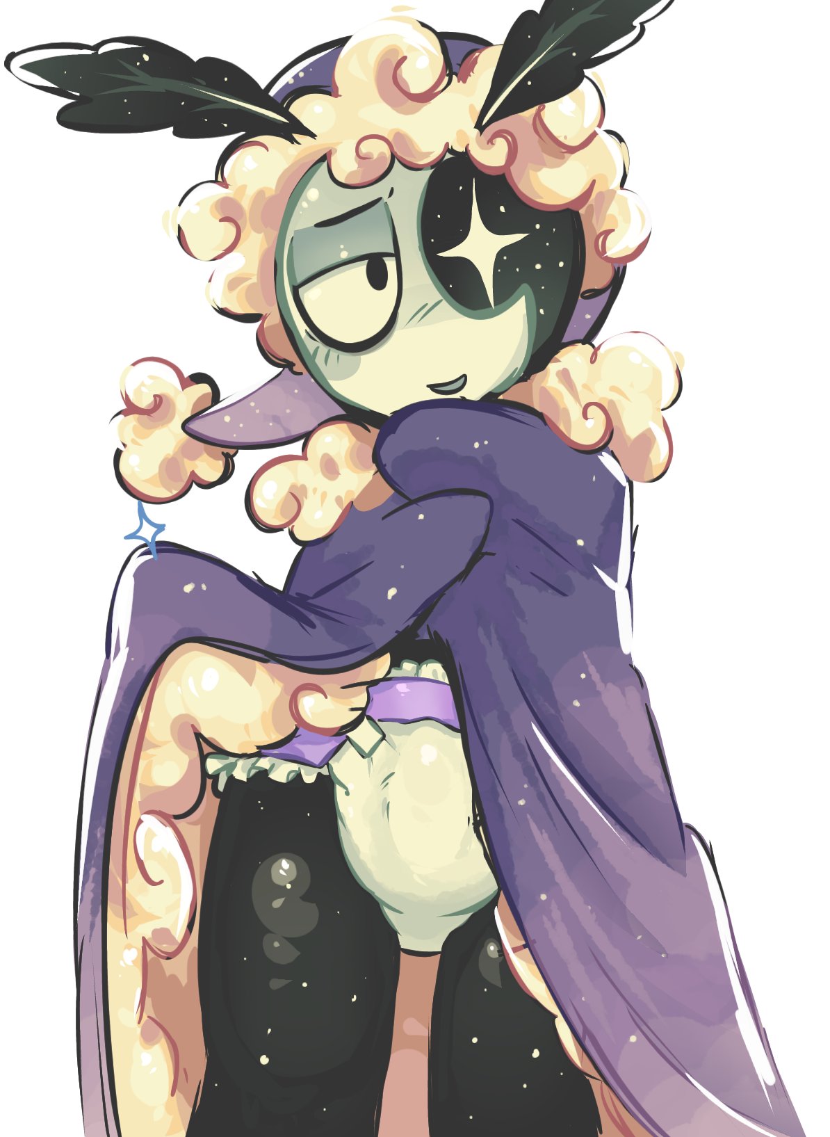 astro (dandy's world), blanket, blanket covering, blush, dandy's world, dandys world, diaper, diaper fetish, diaper under clothing, fetish, male, male focus, male only, moon, moth antennae, nightcap, revealing, stars, ticklesyourfeet