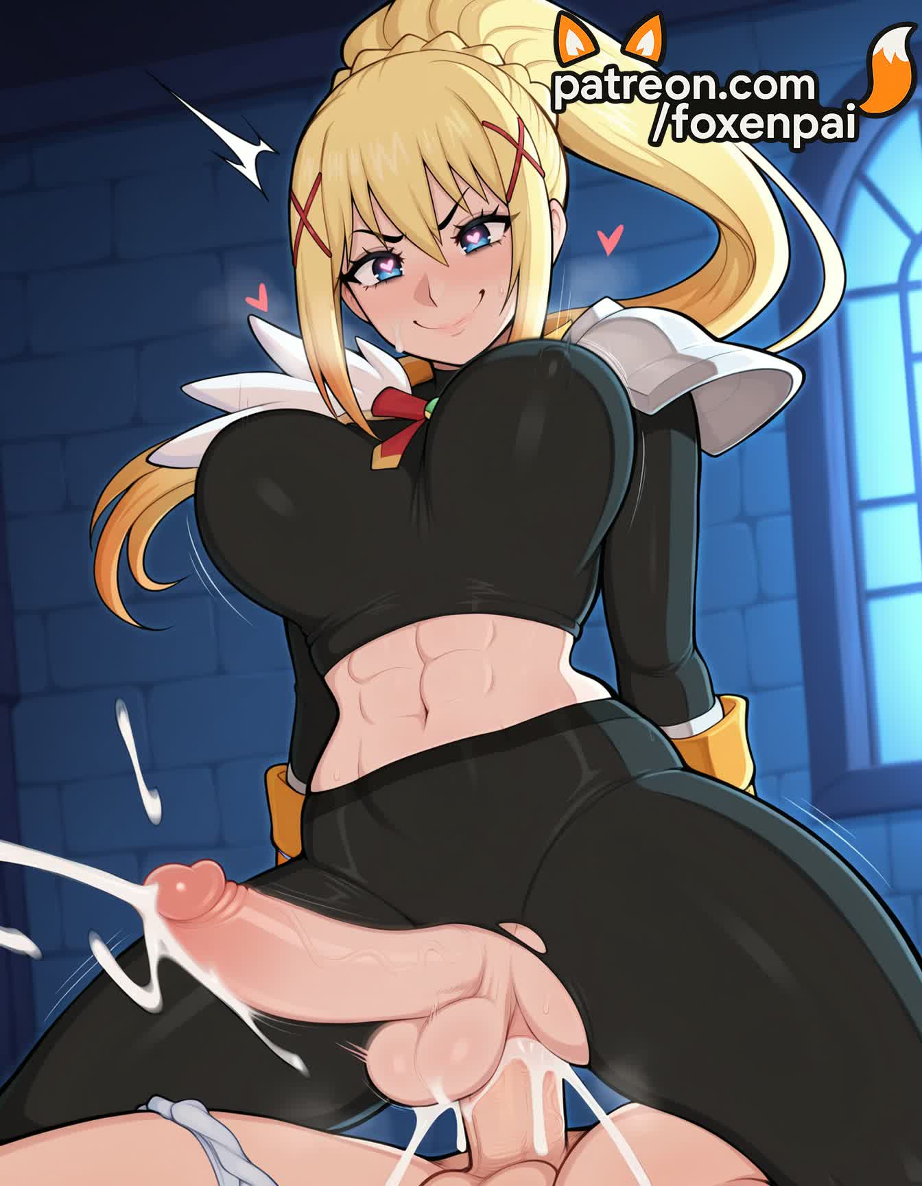 1futa, 2025, ai generated, artist name, balls, big breasts, big chest, blonde hair, blue eyes, blush, braid, breasts, bust, busty, chest, cock, covered nipples, cum, cum while penetrated, darkness (konosuba), dick, ejaculation, erection, foreskin, foxenpai, futanari, hair ornament, handsfree ejaculation, heart, heart-shaped pupils, hi res, high quality, high resolution, highres, intersex, kono subarashii sekai ni shukufuku wo!, large breasts, large penis, large testicles, long hair, male, male on futa, panties, patreon, patreon username, penis, ponytail, projectile cum, smile, stable diffusion, symbol-shaped pupils, testicles, tight foreskin, torn clothes, torn legwear, uncensored, uncircumcised, underwear, watermark, white panties