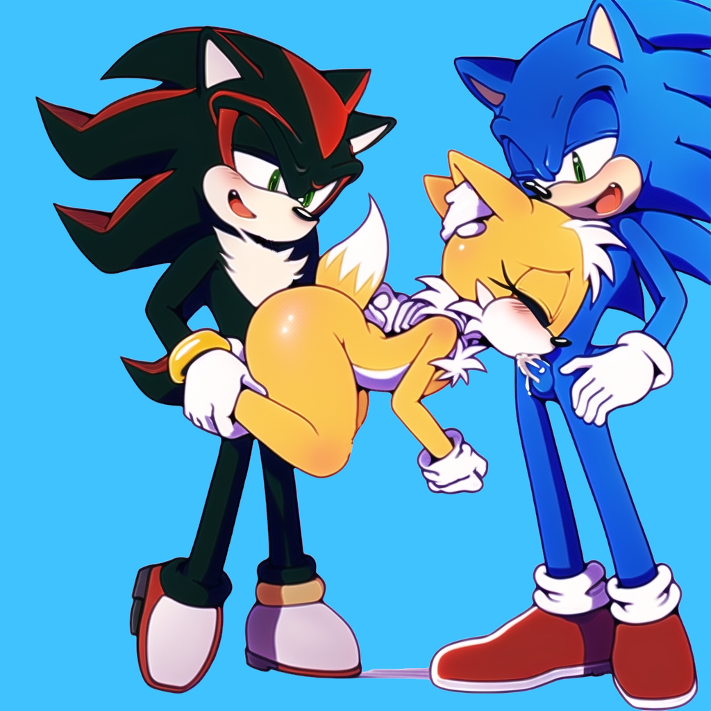 1girls, 2boys, ai generated, anthro, blowjob, cum in mouth, cum in pussy, female, gangbang, male, miles prower, nai diffusion, pussy, sega, sex, shadow the hedgehog, shortstack, sonic (series), sonic the hedgehog, sonic the hedgehog (series), spitroast, stable diffusion, tagme, tails, tails the fox, tailsko