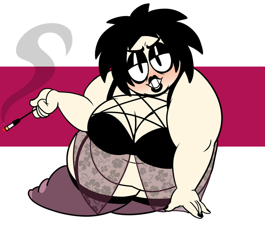 1girls, aged up, bbw, black hair, cigarette, cigarette holder, cigarette smoke, comedy central, fat, fat female, fat fetish, female, goth, goth girl, henrietta biggle, lingerie, overweight, overweight female, smoke, south park, superspoe