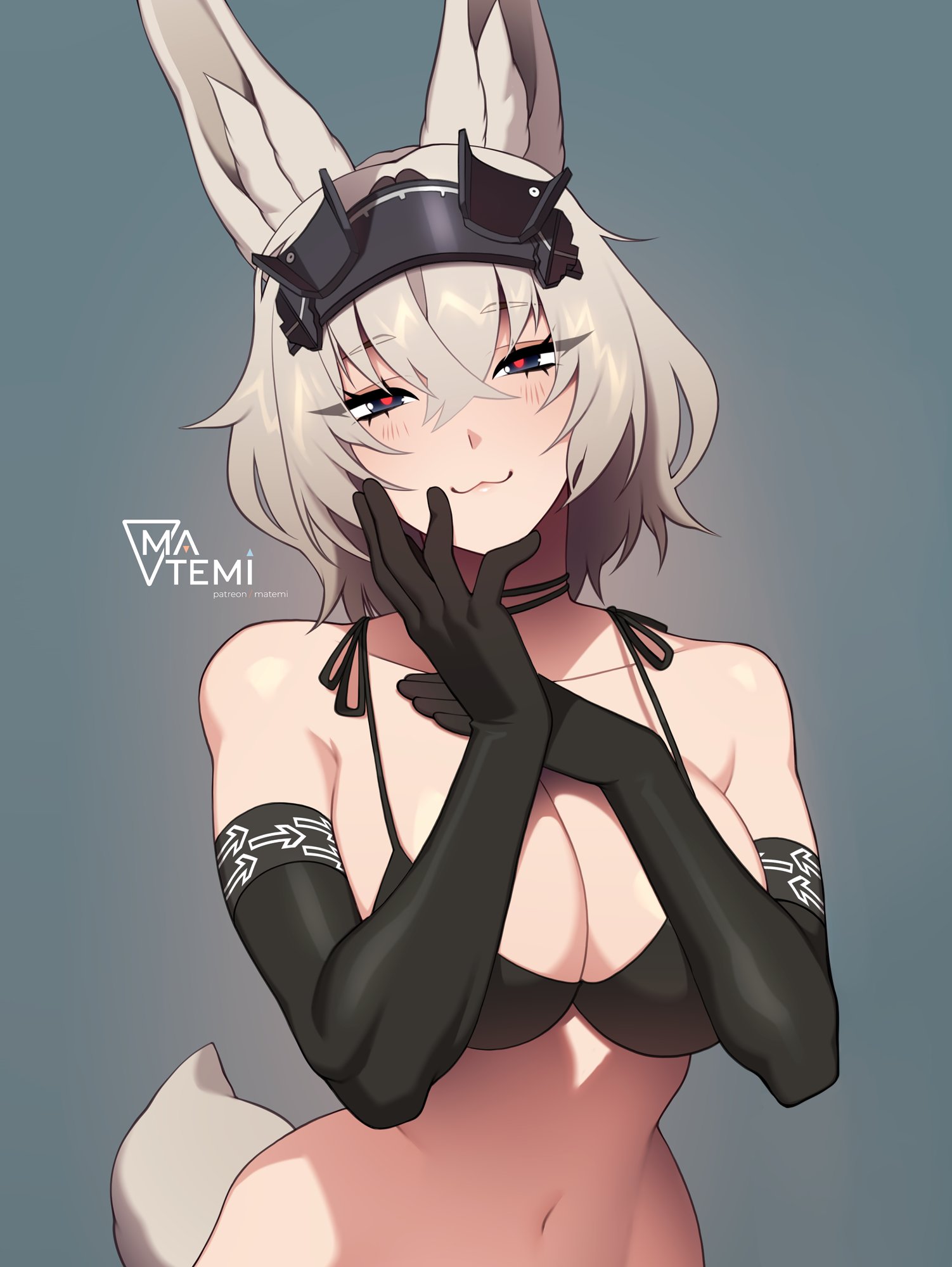 1girls, animal ears, arknights: endfield, avywenna (arknights: endfield), bottomless, bunny ears, convenient censoring, female, female only, matemi