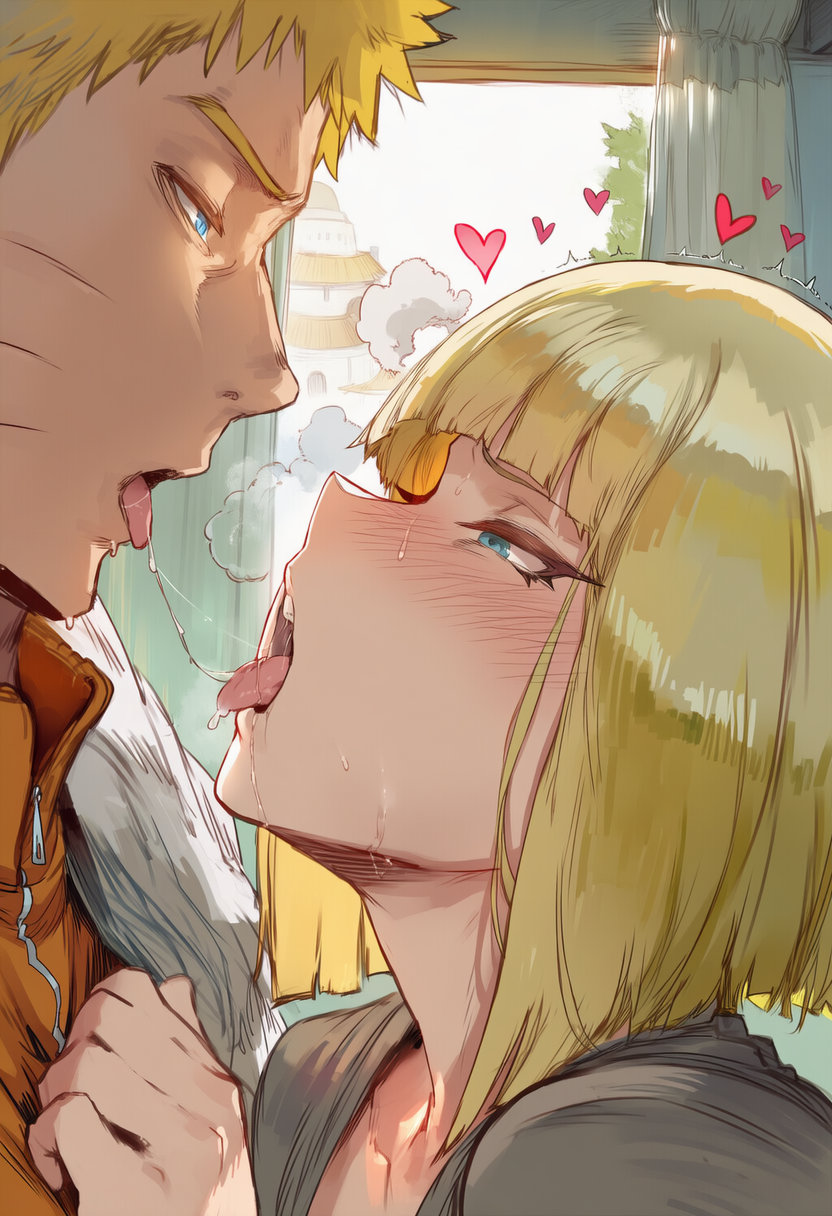 1boy, 1boy1girl, 1girls, after kiss, ai generated, before sex, big breasts, blonde hair, blunt bangs, bob cut, boruto: naruto next generations, breasts, busty, cheating, cheating (relationship), cheating husband, couple, curvaceous, drooling, female, horny, huge ass, huge breasts, imminent sex, indoors, large breasts, looking at another, lovers, male, male/female, mature, mature female, milf, naruto (series), naruto shippuden, netorare, ntr, plump, saliva, samui, sex, short hair, shoulder length hair, straight, swirlinghawk, uzumaki naruto, voluptuous, voluptuous female, yellow hair