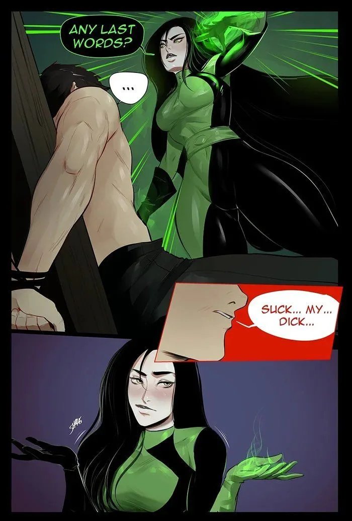 blush blushing cherry-gig comic disney disney_channel eyeless_male goth goth_girl gothic kim_possible male mature_female meme shego shrug text thick thick_thighs tied tied_up tight tight_clothing tight_fit voluptuous