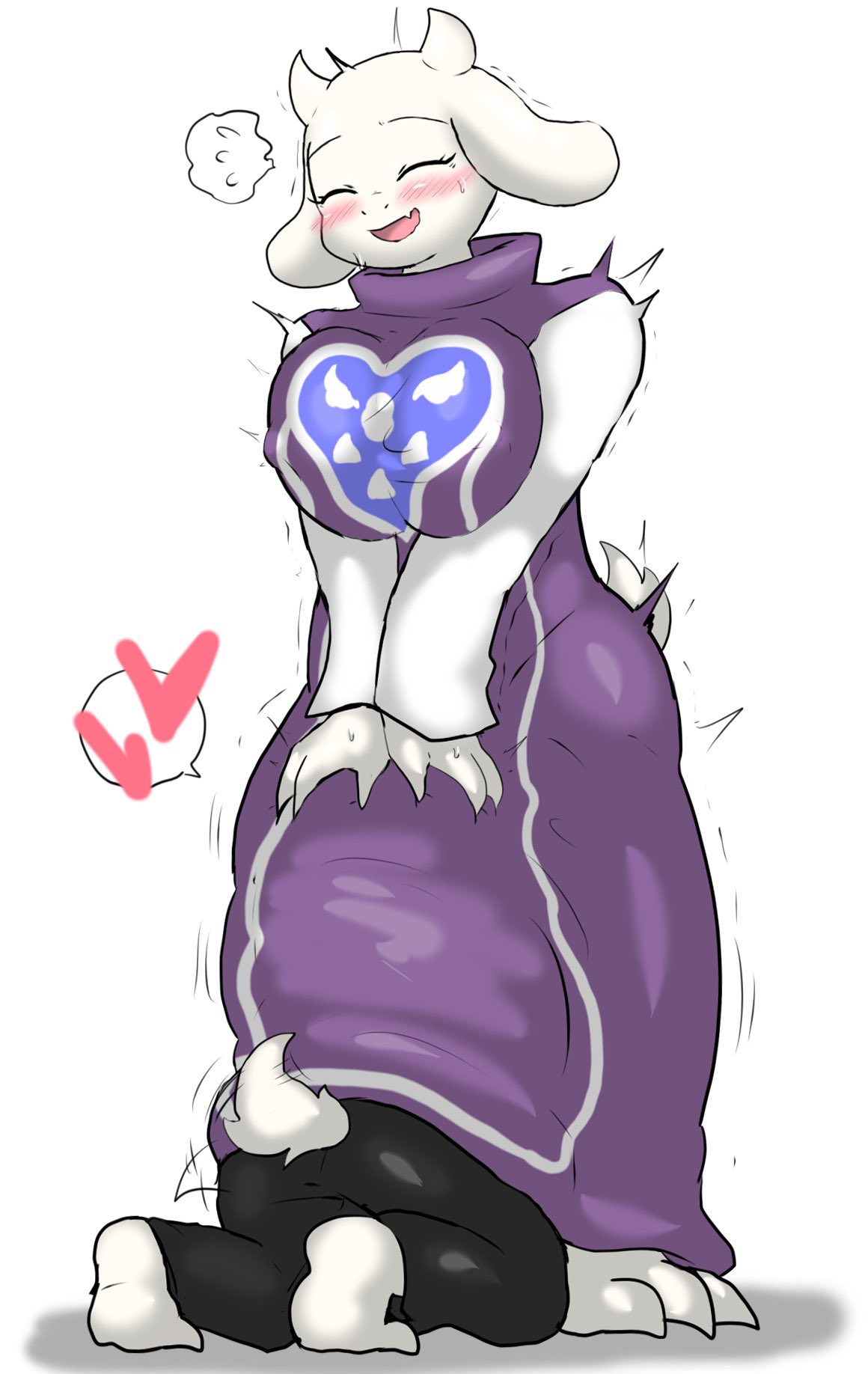 1boy, ahe gao, anthro, anthro on anthro, asriel dreemurr, big breasts, blush, breasts, deepthroat, deltarune (symbol), e621 link, enigi09, fellatio, female, furry, furry ears, furry only, furry tail, goat, goat horns, head grab, hidden, horn, horns, implied deepthroat, implied oral, male, male penetrated, oral, oral penetration, oral sex, red eyes, sex, stealth sex, sub, tagme, toriel, undertale, undertale (series), white fur