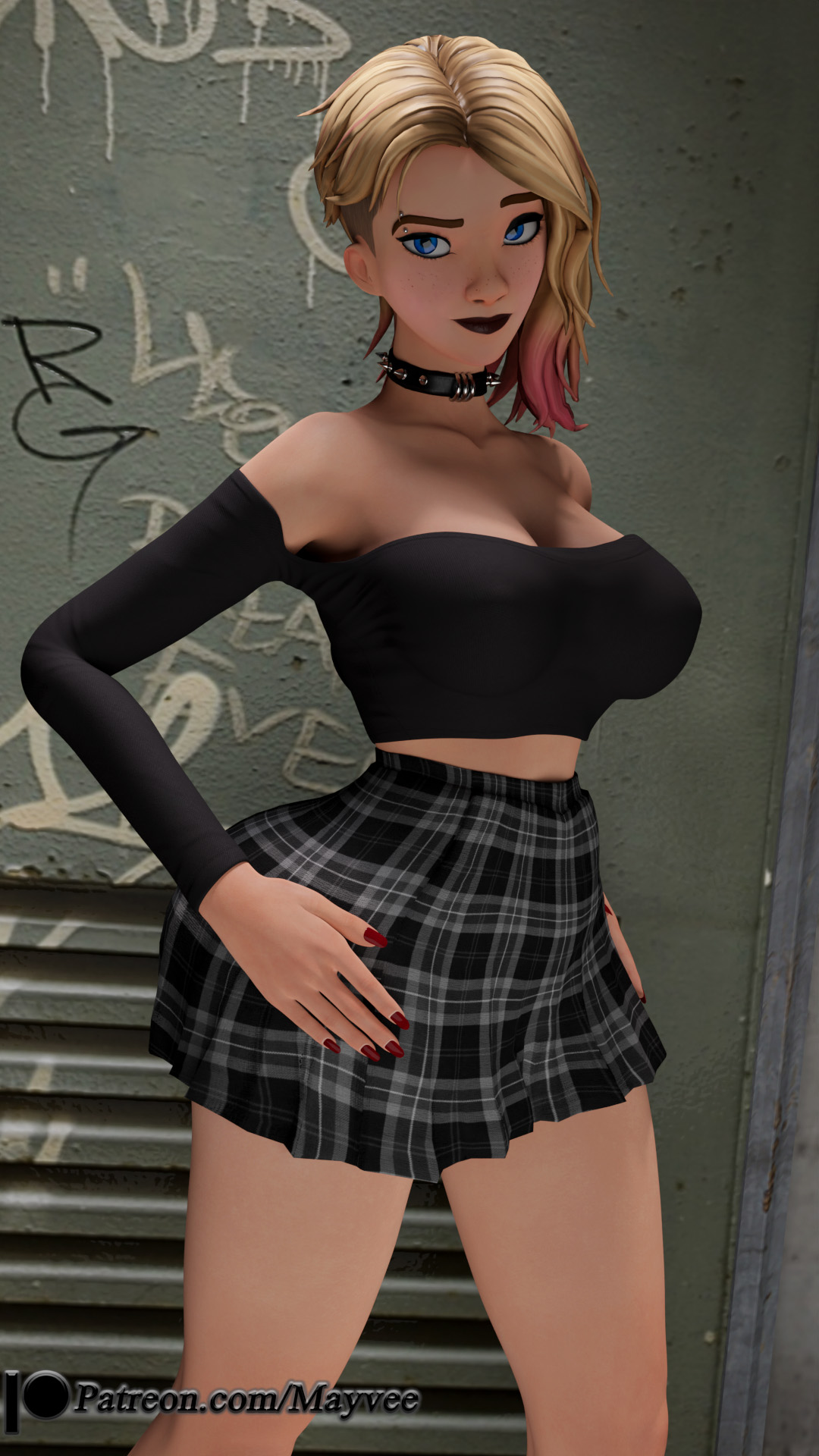 1girls, 3d, ass, athletic, athletic female, big ass, big breasts, bottom heavy, breasts, bust, busty, chest, curvaceous, curvy, curvy figure, eyebrow piercing, female, female focus, fit, fit female, ghost-spider, gwen stacy, hero, heroine, hips, hourglass figure, huge ass, huge breasts, human, large ass, large breasts, legs, light skin, light-skinned female, lips, marvel, marvel comics, mature, mature female, mayvee, slim waist, spider-gwen, spider-man (series), spider-man: across the spider-verse, spider-man: into the spider-verse, superhero, superheroine, thick, thick hips, thick legs, thick thighs, thighs, top heavy, voluptuous, waist, wide hips