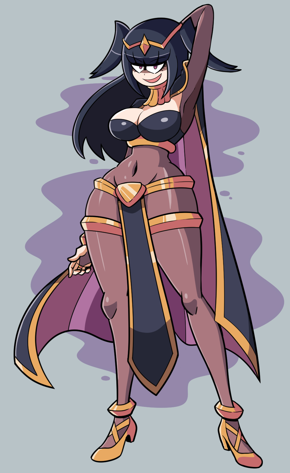 blunt_bangs bodystocking breasts bridal_gauntlets female female_only fire_emblem fire_emblem_awakening kevinarthurls looking_at_viewer nintendo open_mouth solo tharja_(fire_emblem)