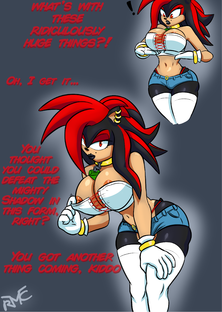 anthro big_breasts black_body black_fur black_lipstick breasts ctrl-z gender_transformation gloves intersex mtf_crossgender red_eyes red_hair rmc sega shade_the_hedgehog shadow_the_hedgehog sonic_(series) sonic_the_hedgehog_(series) sonic_transformed_(series)