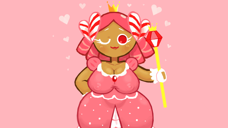 cookie_run cookie_run_kingdom holding_object pangotime pink_dress pink_hair princess princess_cookie winking_at_viewer