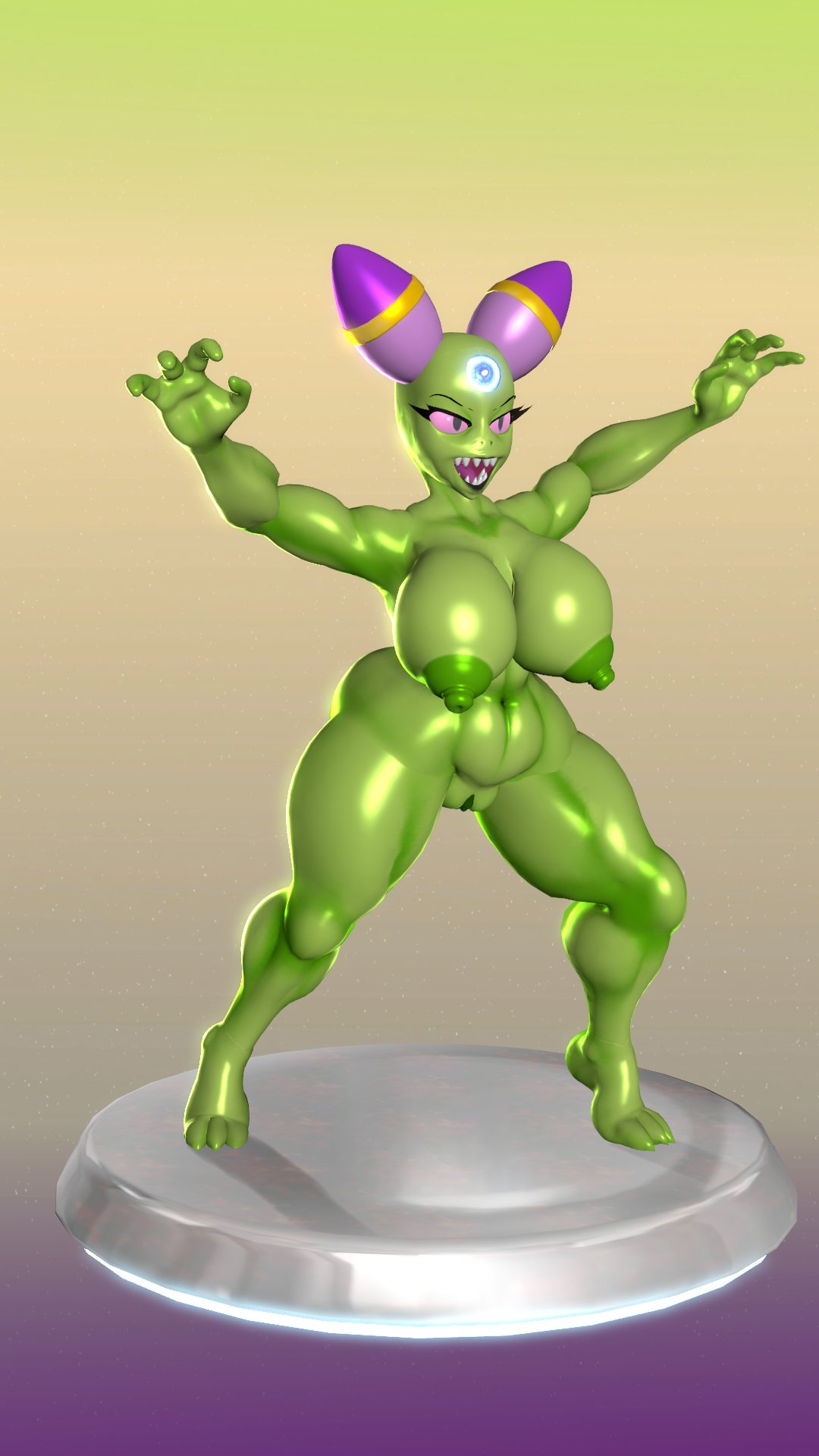 1girls 3d 3d_(artwork) barefoot beanish big_breasts big_nipples billynotre billynr black_eyes breasts cackletta female female_only green_body green_nipples green_skin hands_up lips mario_(series) mario_and_luigi_(series) naked nintendo nipples nude open_mouth pink_sclera pussy sharp_teeth solo thick thick_hips thick_thighs wide_hips