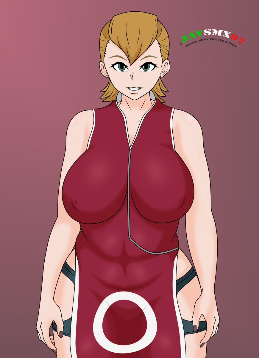 1girls alternate_costume big_breasts blonde_hair clothing dress female female_only green_eyes grin haruno_mebuki javsmx97 looking_at_viewer mature_female milf nail_polish naruto naruto_(series) naruto_shippuden nipples sakura_haruno_(cosplay) skimpy skimpy_clothes smile solo torn_shorts wide_hips