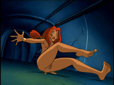 arm_bands barefoot feet green_eyes king_kong_(series) kong_the_animated_series lua nipples orange_hair pink_nipples screenshot_edit soles vagina visible_vagina