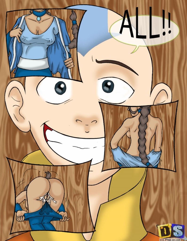 1boy 1girls aang air_nomad airbender_tattoo avatar_legends avatar_the_last_airbender clothing comic dark-skinned_female dark_skin drawn-sex.com english_text erect_nipples erect_nipples_under_clothes female katara male nickelodeon small_breasts speech_bubble straight_hair stripping text the_avatar ujinko undressing water_tribe