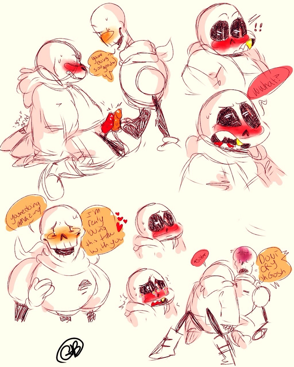 2boys crying fronting incest male_only papyrus penis praise sans sans_(underfell) underfell undertale undertale_au