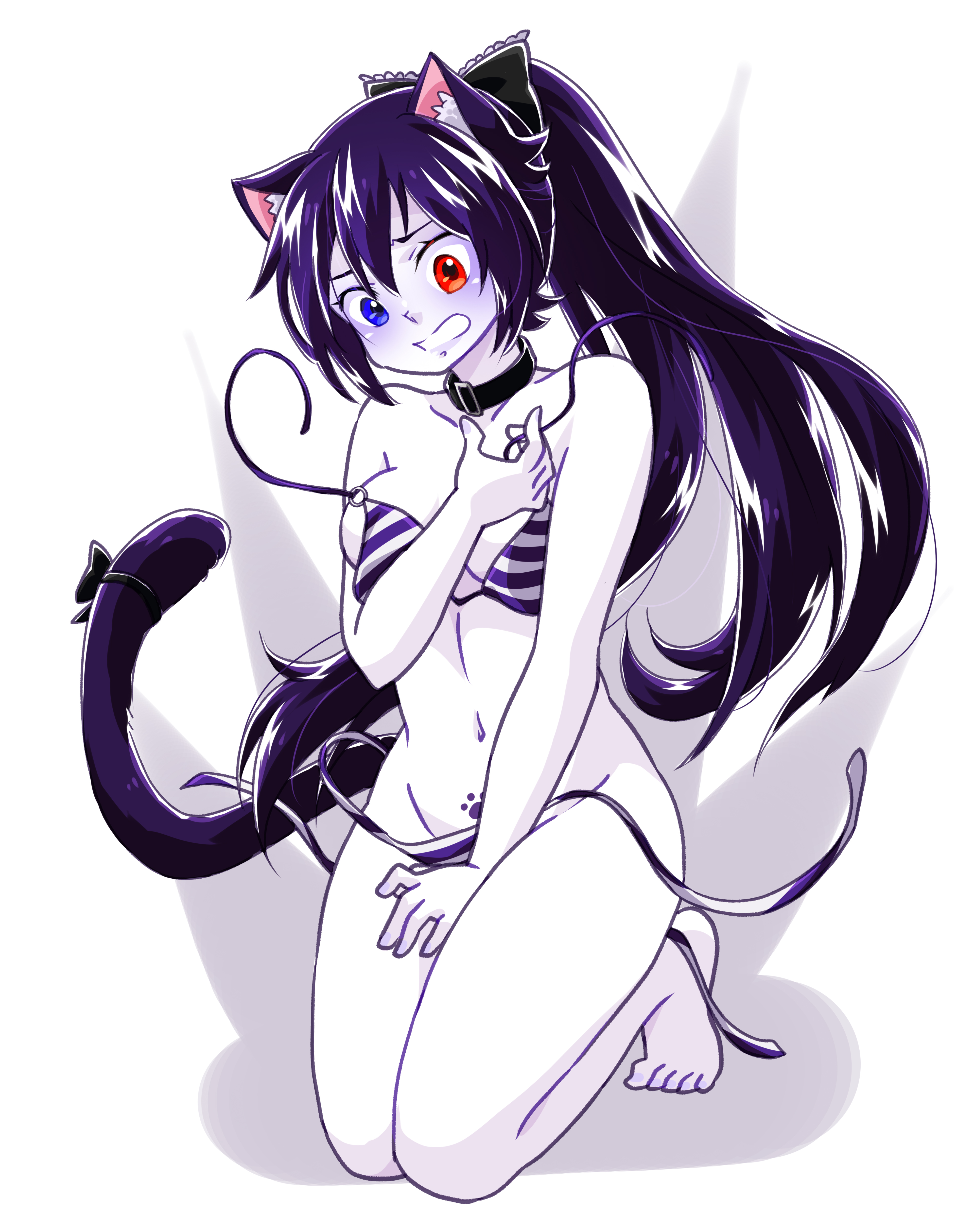 1girls, bikini, cat ears, cat tail, female, tagme, thetotless, totless (vtuber), tsuki kimura, virtual youtuber, vrchat, vrchat avatar, vtuber, wardrobe malfunction, white skin