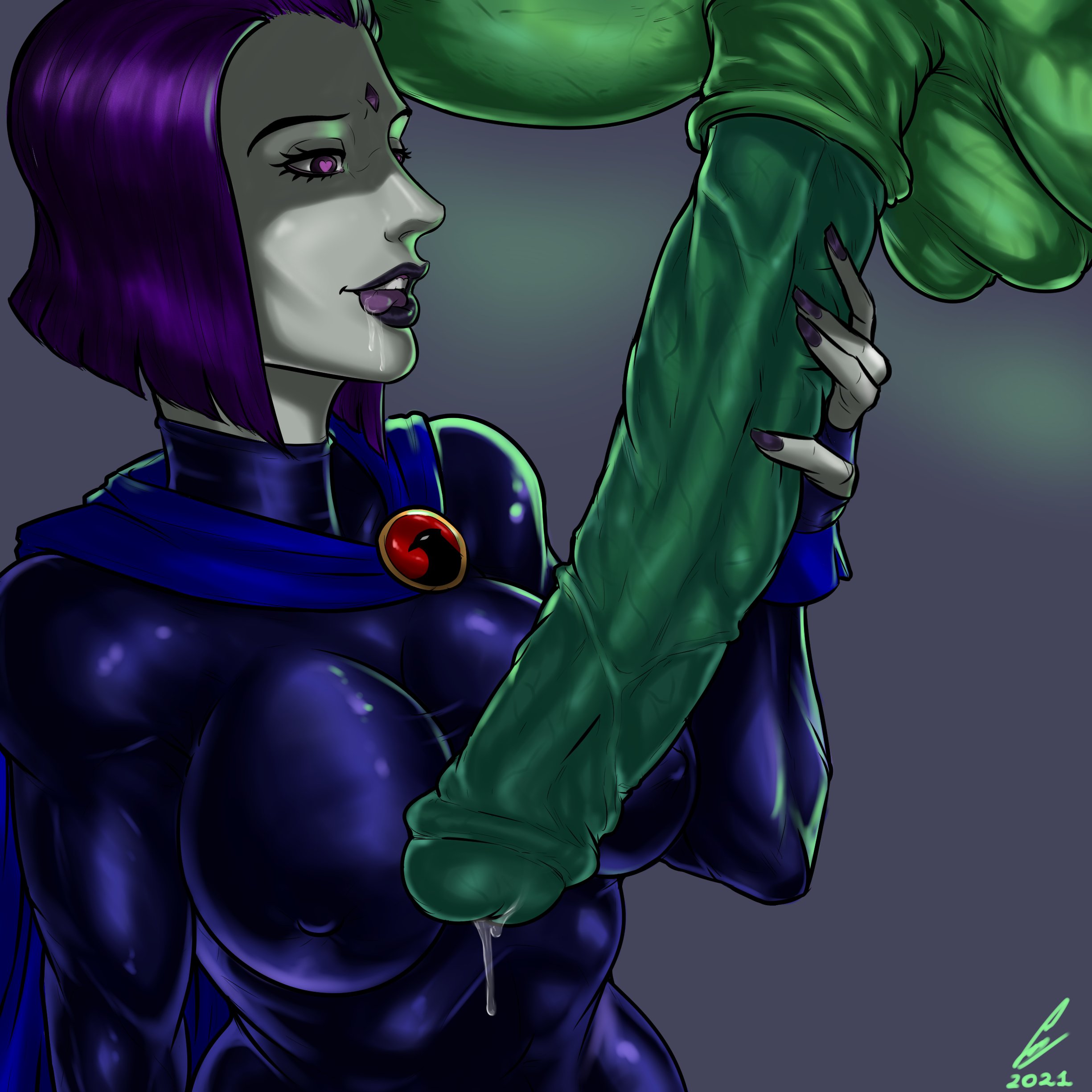 1boy, 1girls, beast boy, bestiality, dc, dc comics, female, garfield logan, horse penis, horsecock, huge cock, male, penis, philipgrom, rachel roth, raven (dc), teen titans, unseen male face, zoophilia