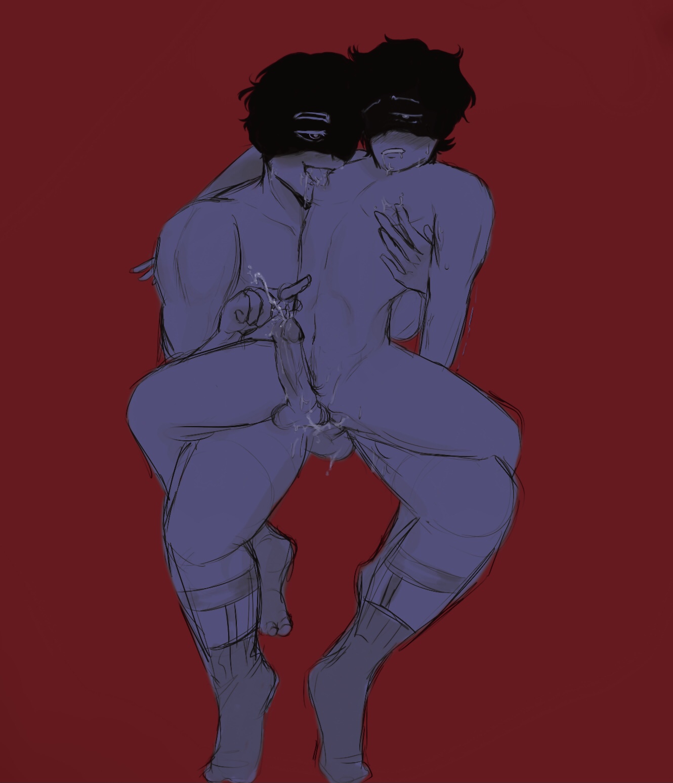 anal, bara, black hair, buff, captain (tankmen), cum, gay, male, male only, male urethral insertion, newgrounds, nipple play, orgasm denial, penetration, penile urethral insertion, penis, size difference, sock garters, sounding, spit, steve (tankmen), stomach bulge, sweat, tankmen, urethral insertion, yaoi