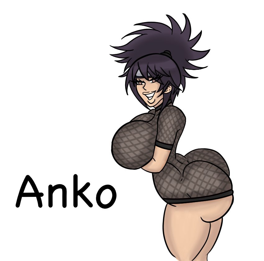 ass, big ass, big breasts, big butt, big lips, bimbo, breasts, edit, female, mitarashi anko, mythic edits, naruto, shiin (edit), solo, thick lips, white background
