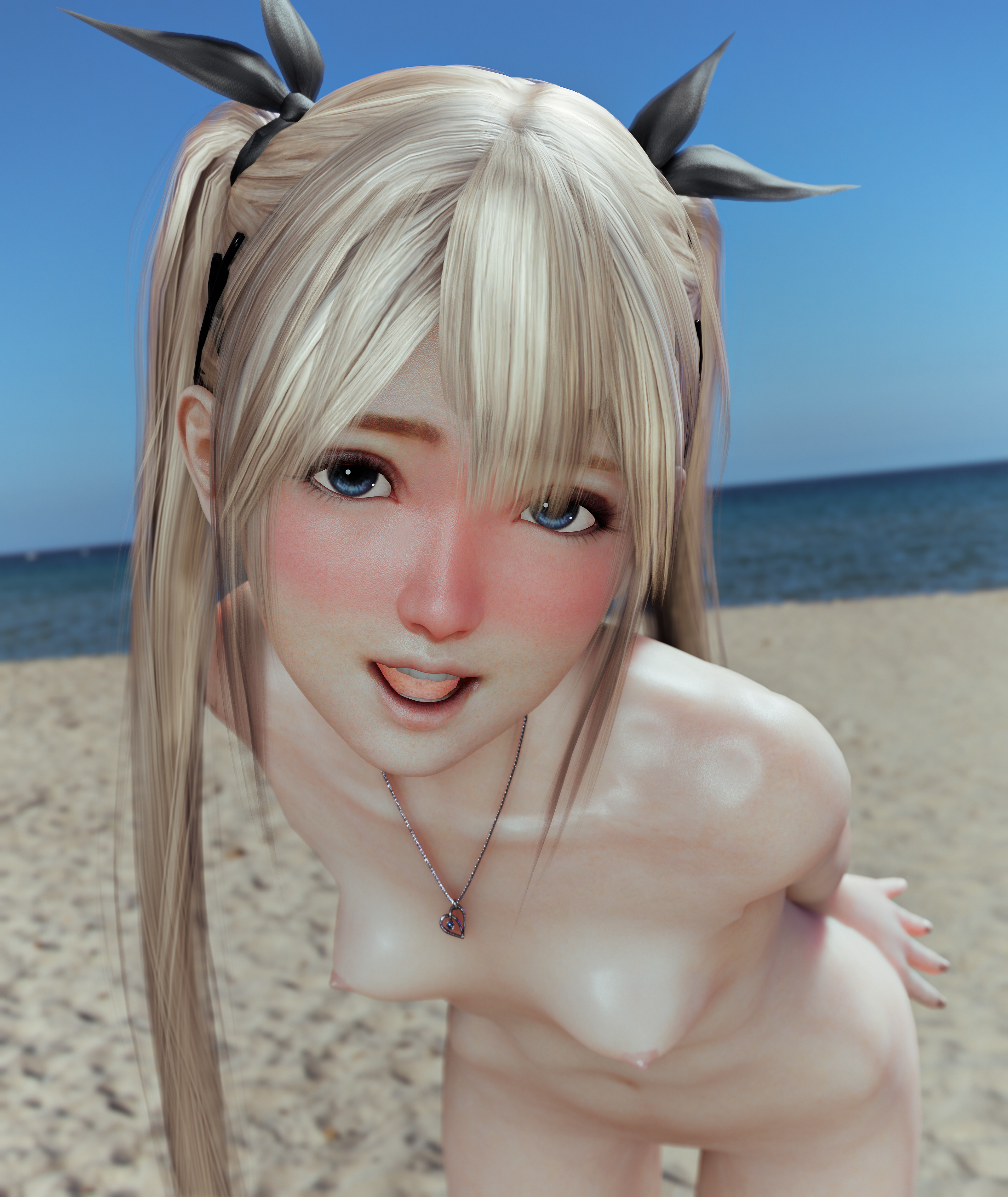 3d, blonde hair, blue eyes, dead or alive, dead or alive 5, female, looking at viewer, marie rose, odemdmj, solo, twintails