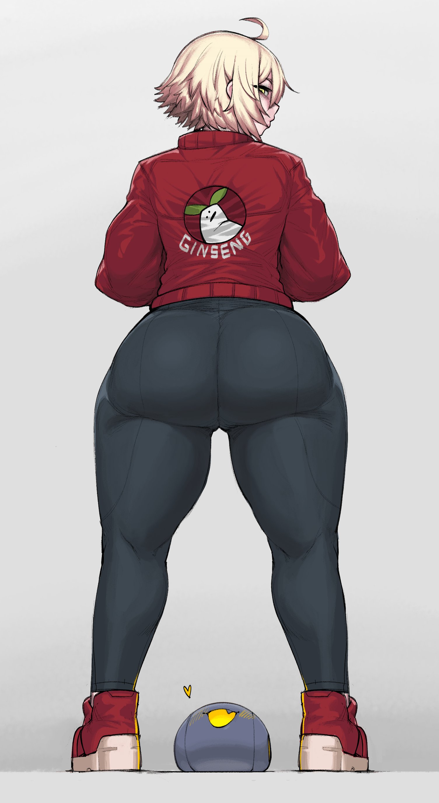 1girls, ass, back, back view, big ass, big butt, borrowed character, chris (babo), female, female only, full body, huge ass, krekk0v, krekkball, looking back, original, standing