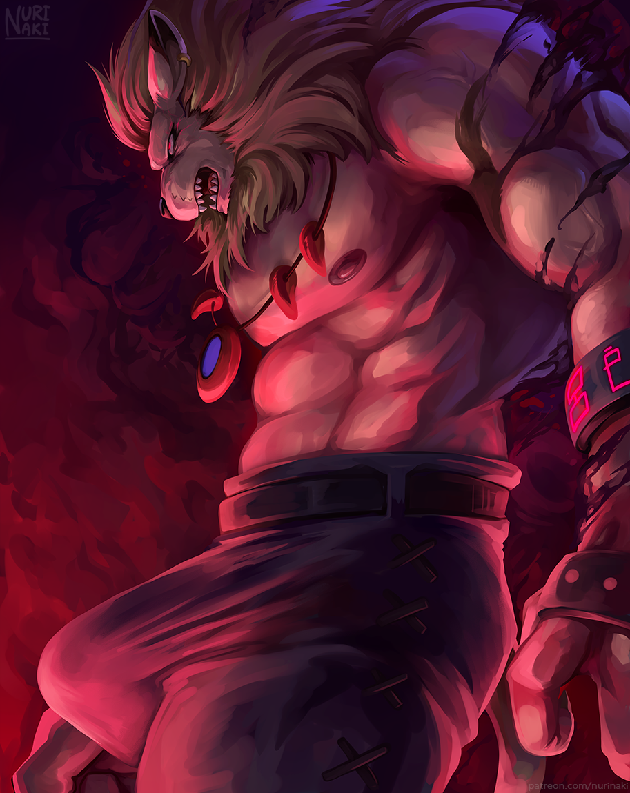 2021 abs anthro belt biceps big_bulge blonde_hair bottomwear bracelet bulge clothed clothing detailed_bulge digimon digimon_(species) ear_piercing ear_ring erection erection_under_clothing fangs felid fur genital_outline hair jewelry leomon male male_only mammal mane mane_hair muscular muscular_anthro muscular_male necklace nipples nurinaki open_mouth orange_body orange_fur pants pecs penis_outline piercing red_eyes sharp_teeth solo teeth tenting tongue topless triceps vein veiny_muscle