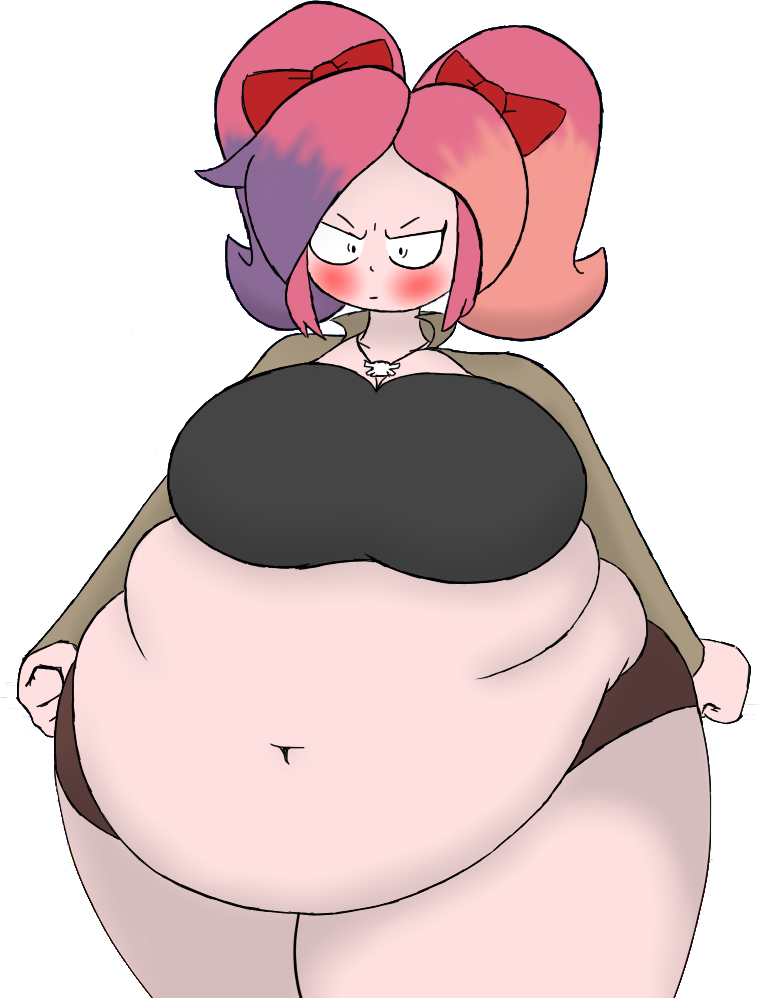 bbw belly breasts fat fat_woman female female_focus female_only glitch_productions morbidly_obese obese obese_female overweight overweight_female pink_hair saiko_bichitaru_(smg4) smg4 solo solo_female solo_focus transparent_background