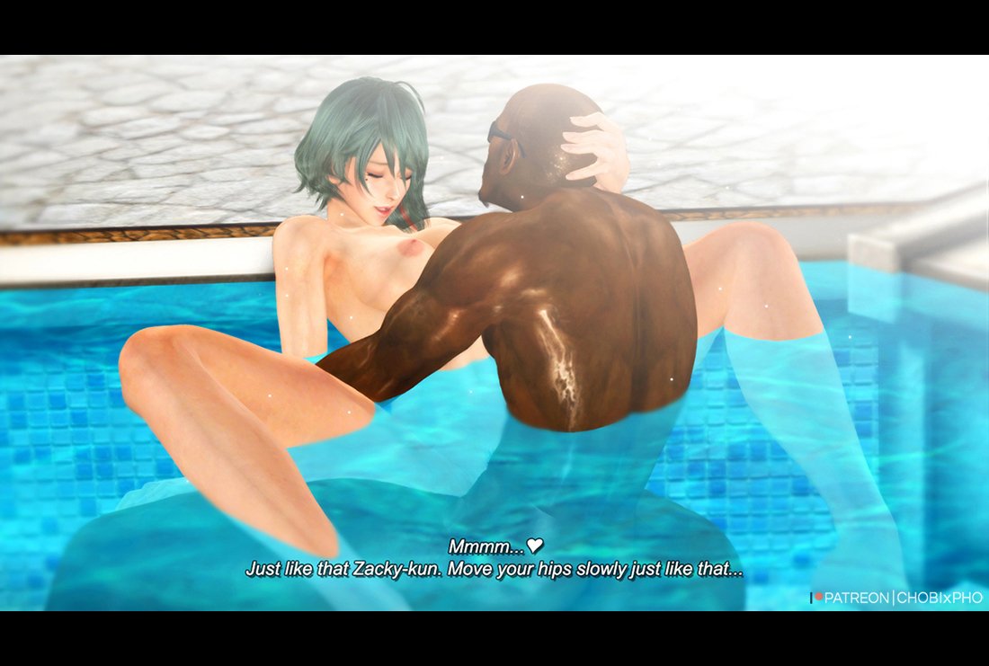 bald bald_man chobixpho dark-skinned_male dark_skin dead_or_alive dead_or_alive_6 dead_or_alive_xtreme_venus_vacation female female_penetrated heterosexual implied_penetration interracial male_penetrating male_penetrating_female melanin pool poolside straight straight_sex tamaki_(doa) tecmo zack_(dead_or_alive)