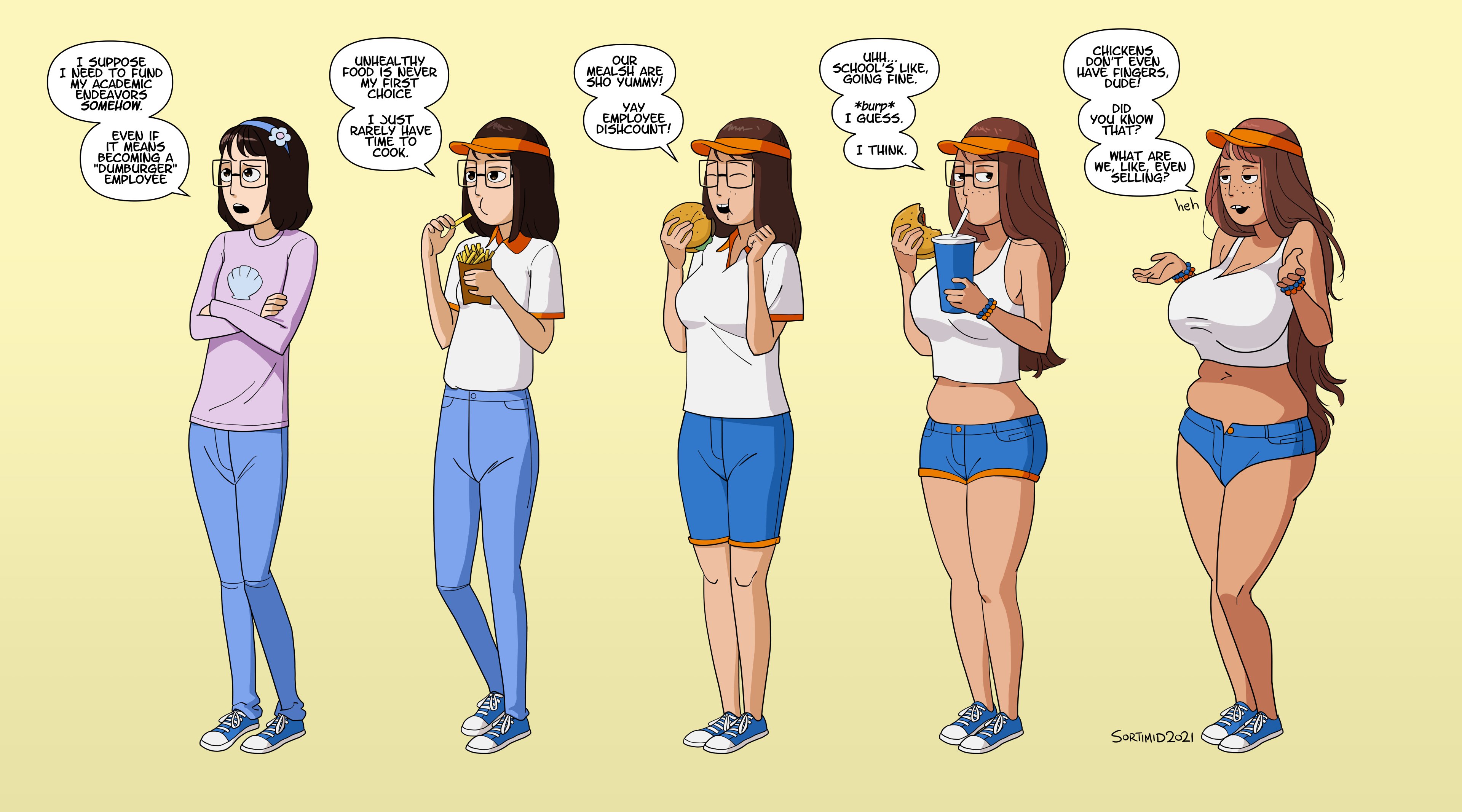 1girls, ass, ass expansion, breast expansion, breast growth, breast growth (enlargement), breasts, female, hair color change, hair growth, high heels, huge ass, huge breasts, intelligence drain, intelligence loss, iq loss, lip expansion, mental transformation, navel, nipples, simple background, sortimid, thick lips, thick thighs, thigh expansion, transformation, transformation sequence, wide hips