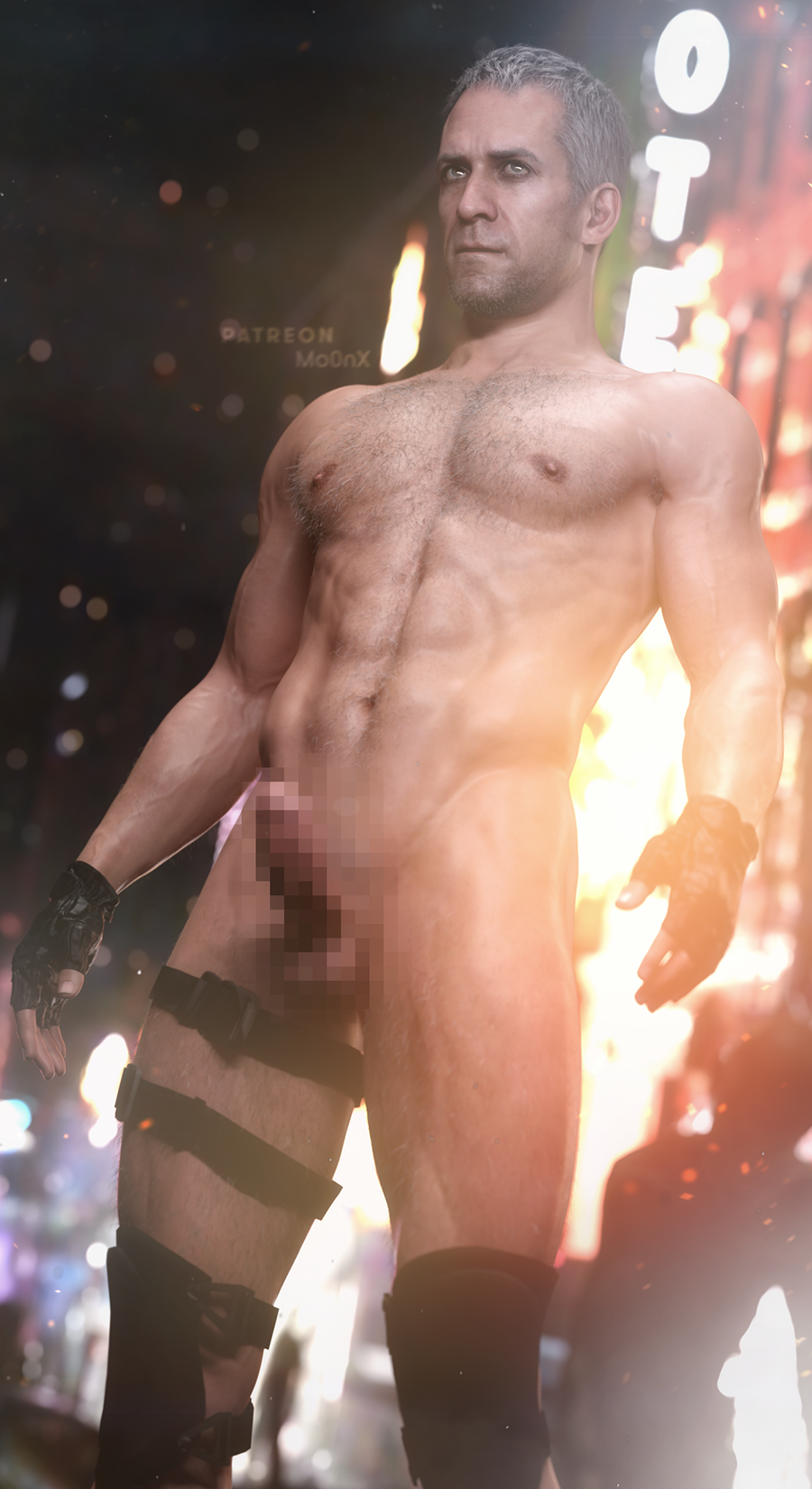 1boy 3d 3d_model balls bara beard capcom censored daddy hairy_chest male male_focus male_nipples male_only mature_male mo0nx muscular_male nikolai_zinoviev nipples nude penis resident_evil resident_evil_3 resident_evil_3_remake solo_male