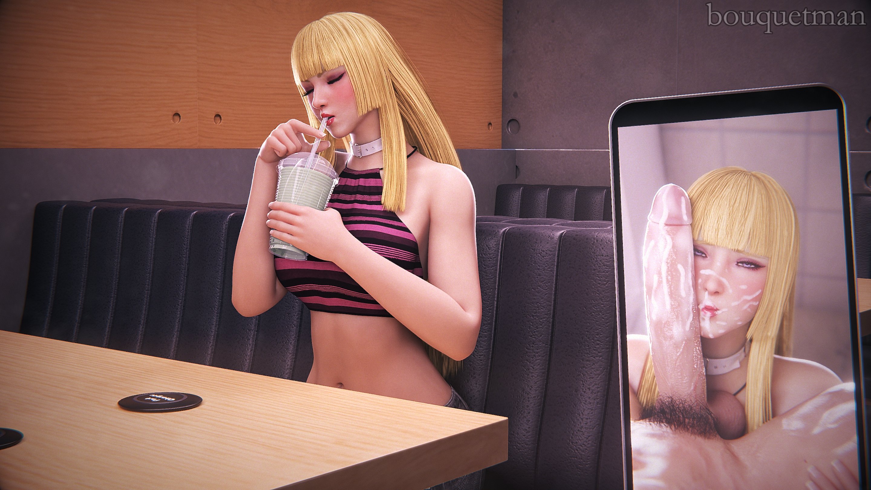 1boy, 1girls, 3d, bouquetman, emilie de rochefort, female, light skin, light-skinned female, light-skinned male, male, phone, phone screen, tekken, tekken 8
