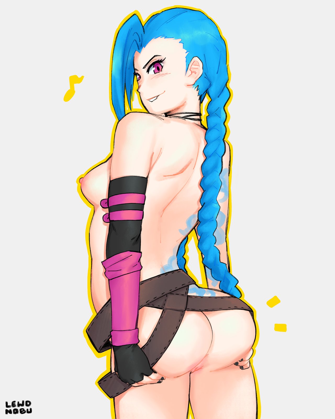 1girls anus areolae ass big_ass breasts female female_only jinx_(league_of_legends) league_of_legends lewdnobu nipples pussy solo