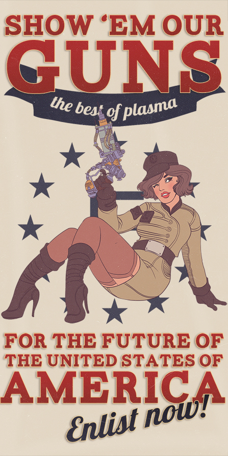 cap clothed clothing coat enclave eyeshadow fallout fallout_3 female female_only firearm fully_clothed gloves gun handgun human memai no_sex pale_skin pinup poster propaganda recruitment_poster tagme thigh_strap united_states_of_america weapon