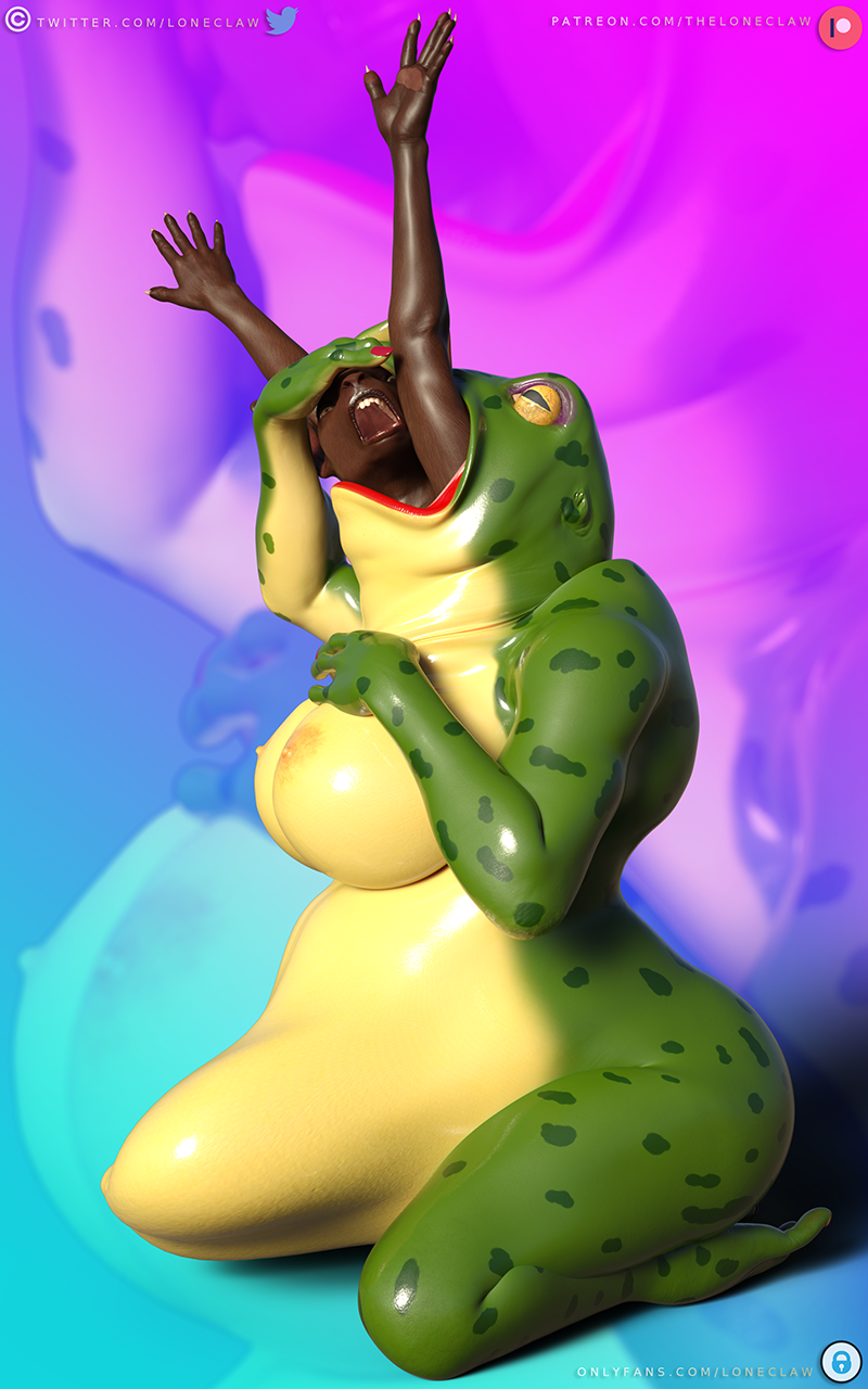 3d_(artwork) amphibian anthro ass beatrice_(loneclaw) belly big_belly big_breasts big_butt breasts daz3d daz_3d daz_studio digital_media_(artwork) duo female female/female frog hi_res lagomorph leporid loneclaw mammal oral_vore rabbit same_size_vore scared stomach_bulge struggling unwilling_vore vore wide_hips yuri