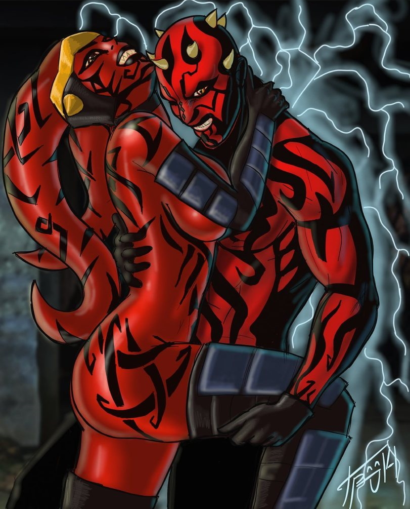 1boy 1girls alien alien_humanoid ass darth_maul darth_talon female force_lightning gloves grriva hand_behind_back hand_on_neck headwear hugging humanoid long_gloves magic magic_user male nude parted_lips partially_clothed red_skin sharp_teeth shirtless sith standing standing_on_one_leg star_wars straight tattoo teeth teeth_clenched the_force thighhighs twi'lek yellow_eyes zabrak