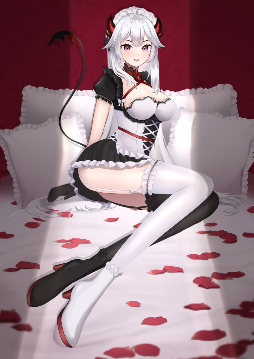 demon, maid, maid headdress, maid uniform, succubus, tomashiki, veibae, virtual youtuber, vshojo