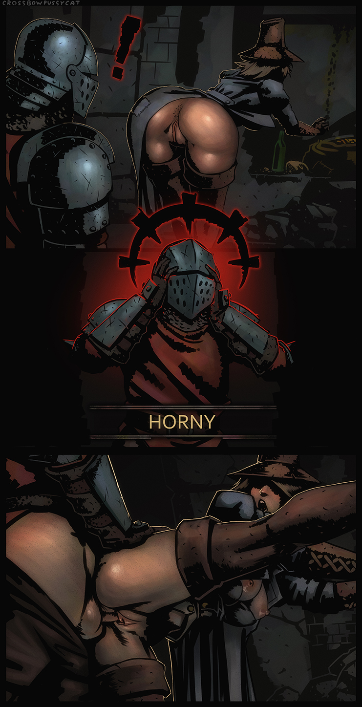 1boy 1girls anus armor ass big_ass breasts breasts_out clothed_sex comic crossbowpussycat crusader_(darkest_dungeon) darkest_dungeon faceless_male from_behind grave_robber_(darkest_dungeon) helmet horny medieval_armour panels presenting_hindquarters pussy sex taken_from_behind vaginal_penetration vaginal_sex