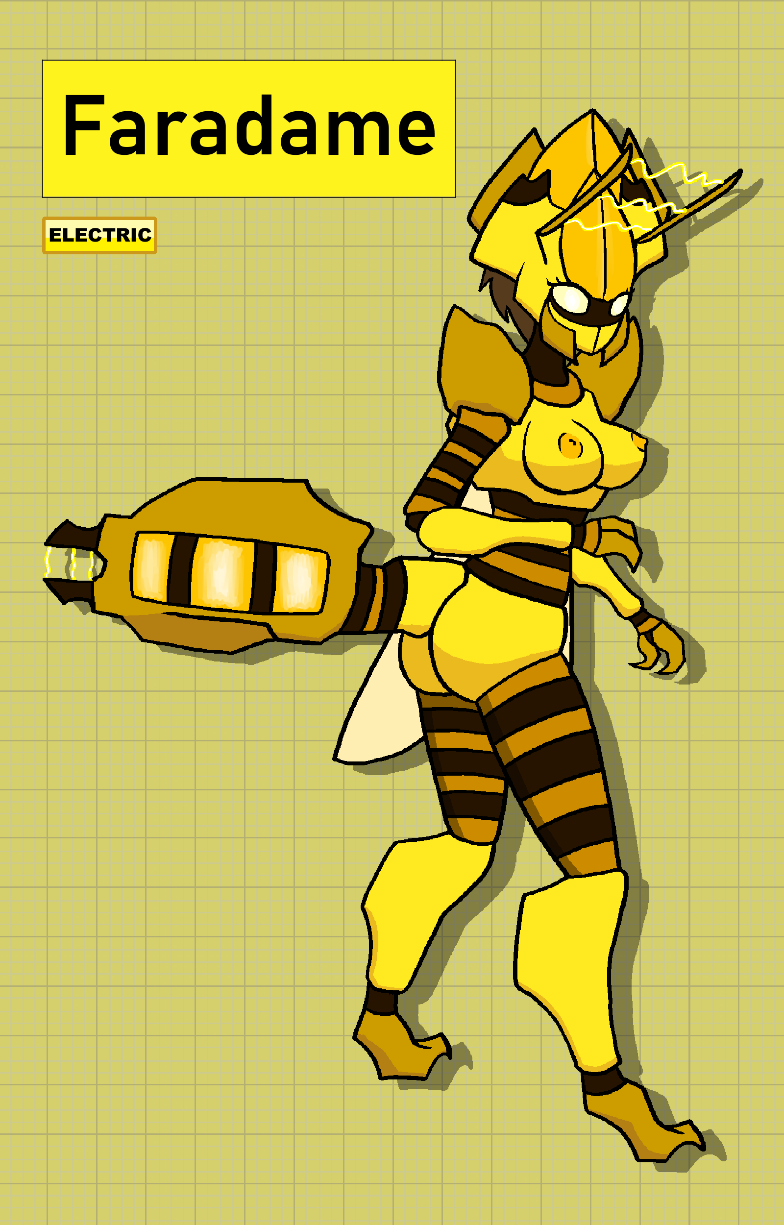 anthro anthrofied bee bee_girl breasts bumblebee electric female insect_girl monster_girl railgun rottentuttifrutti solo wasp wasp_girl wings