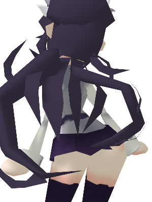 1girls 3d 3d_(artwork) 3d_model black_hair filia_(skullgirls) from_behind low_poly lowpoly no_outlines polez polygon red_eyes samson_(skullgirls) skullgirls transparent_background