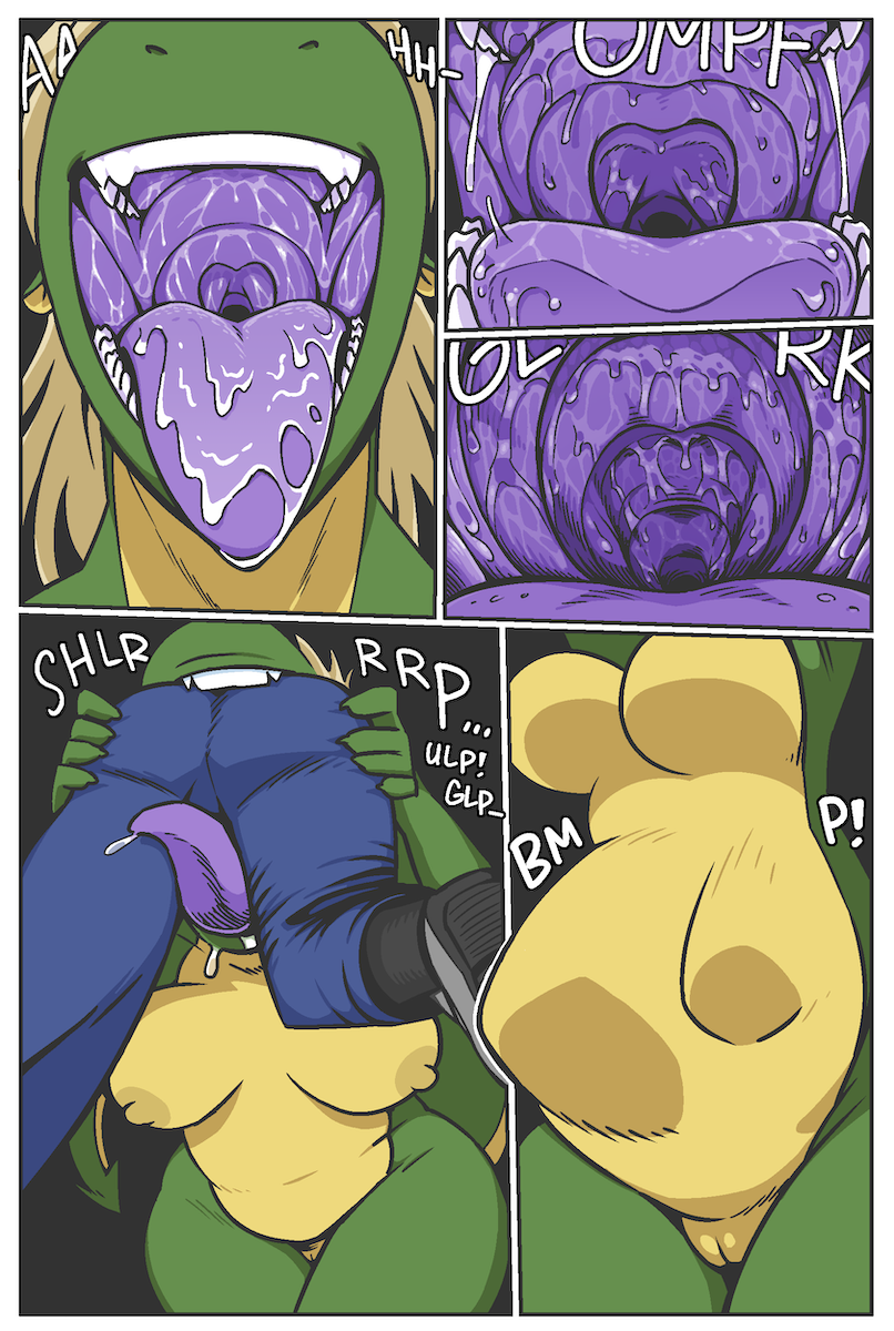 anthro ass big_breasts big_butt big_tail bodily_fluids breasts dragon duo facial_hair female genitals green_body hi_res human long_tongue male male/female mammal massage mythological_creature mythological_scalie mythology open_mouth saliva saliva_on_tongue saliva_string scalie shyguy9 sophie_(shyguy9) swallowing tail tall_female tongue tongue_out vore vulva