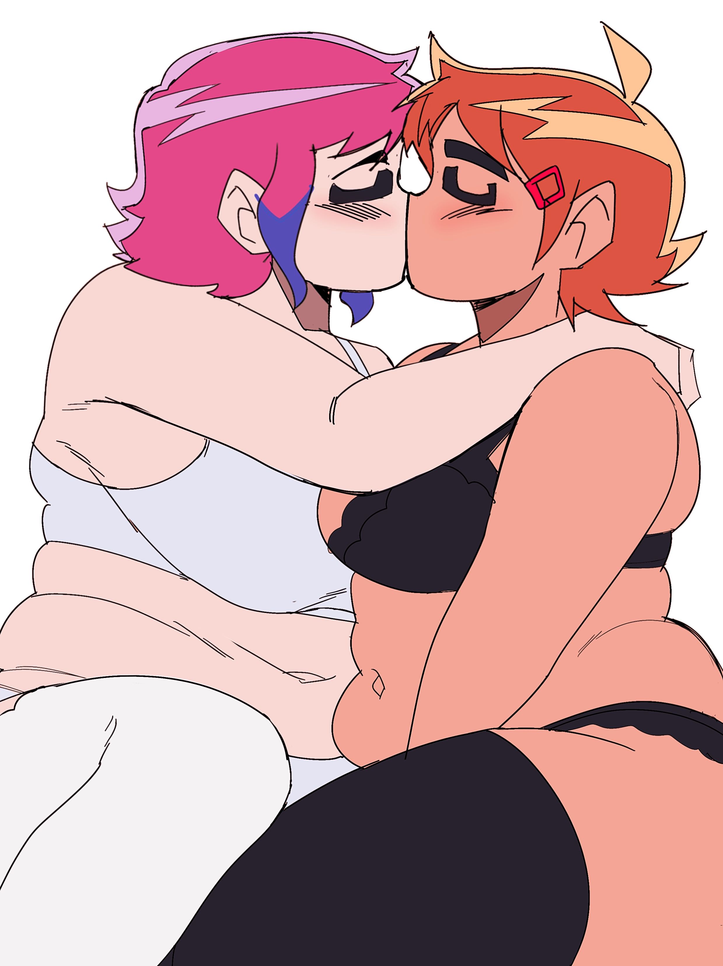 1girls, 2girls, bbw, blush, blush lines, breast to breast, chubby, chubby belly, chubby female, fat, fat female, female, female only, female scott pilgrim, fleshpie669, genderswap (mtf), huge thighs, kissing, lesbian couple, lesbian domination, lesbian focus, lingerie, lingerie bra, lingerie only, lingerie panties, massive thighs, overweight, overweight female, pinup, ramona flowers, rule 63, scott pilgrim, scott pilgrim takes off, scott w pilgrim, thighhighs, thighs, yuri