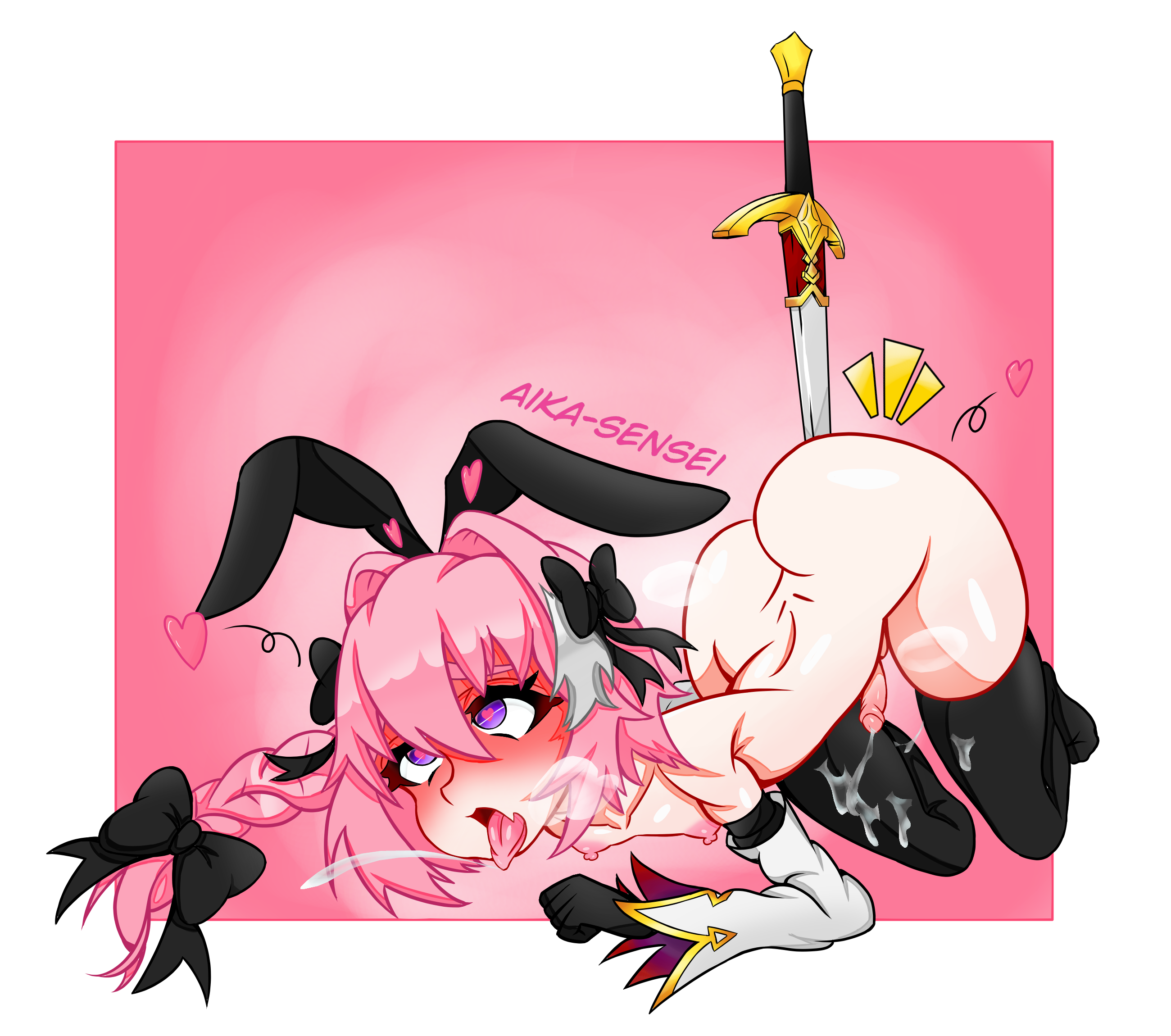1boy, aika-sensei, astolfo (fate), astolfo (saber) (fate), fate (series), fate/apocrypha, fate/grand order, femboy, male, male only, penis, prostitution, shirrot arts, small penis, solo, sword, thick thighs, trap