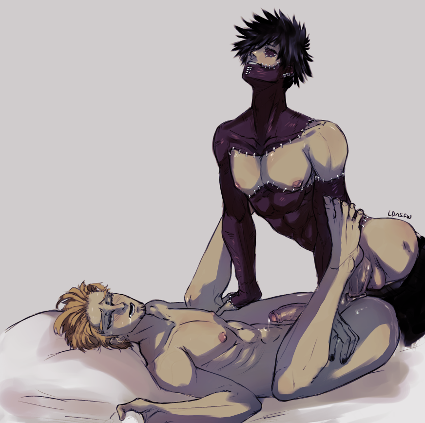 2boys anal anal_sex bare_arms bare_chest bare_legs bare_shoulders barefoot black_hair blonde_hair boku_no_hero_academia burn_scar closed_eyes cum_drip dabi dripping dripping_cum drooling gay gripping_sheets hawks_(my_hero_academia) keigo_takami ldnsfw legs_up lying_down lying_on_back male male_only male_penetrated male_penetrating male_penetrating_male my_hero_academia penetration penis penis_in_ass pleasure_face scar scars sex takami_keigo todoroki_touya touya_todoroki yaoi