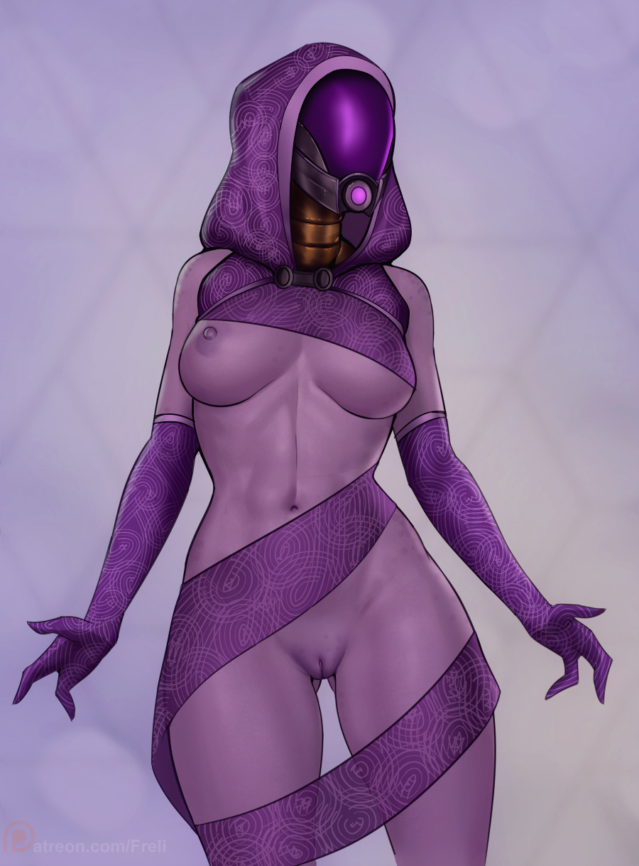 1girls alien_girl areolae breasts female female_only freli mass_effect nipples purple_skin pussy quarian solo solo_female tali'zorah_nar_rayya