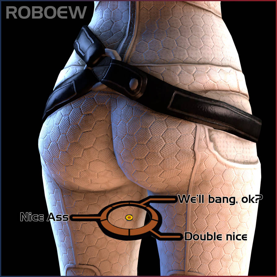 1girls 3d artist_name ass ass_focus bioware bubble_butt catsuit clothing dialogue dialogue_options english_text female female_only gameplay_mechanics hips human legs mass_effect miranda_lawson no_eyewear roboew solo text thighs voluptuous