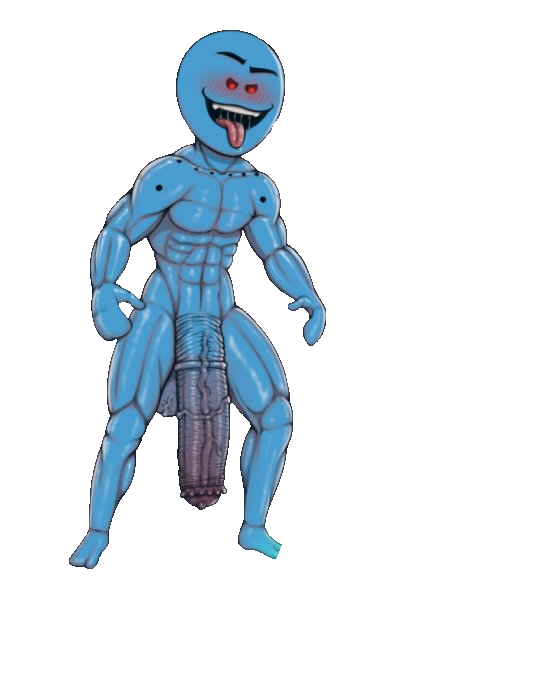 1boy bara big_penis horsecock hyper_balls male male_only mr_meeseeks muscular rick_and_morty solo tagme