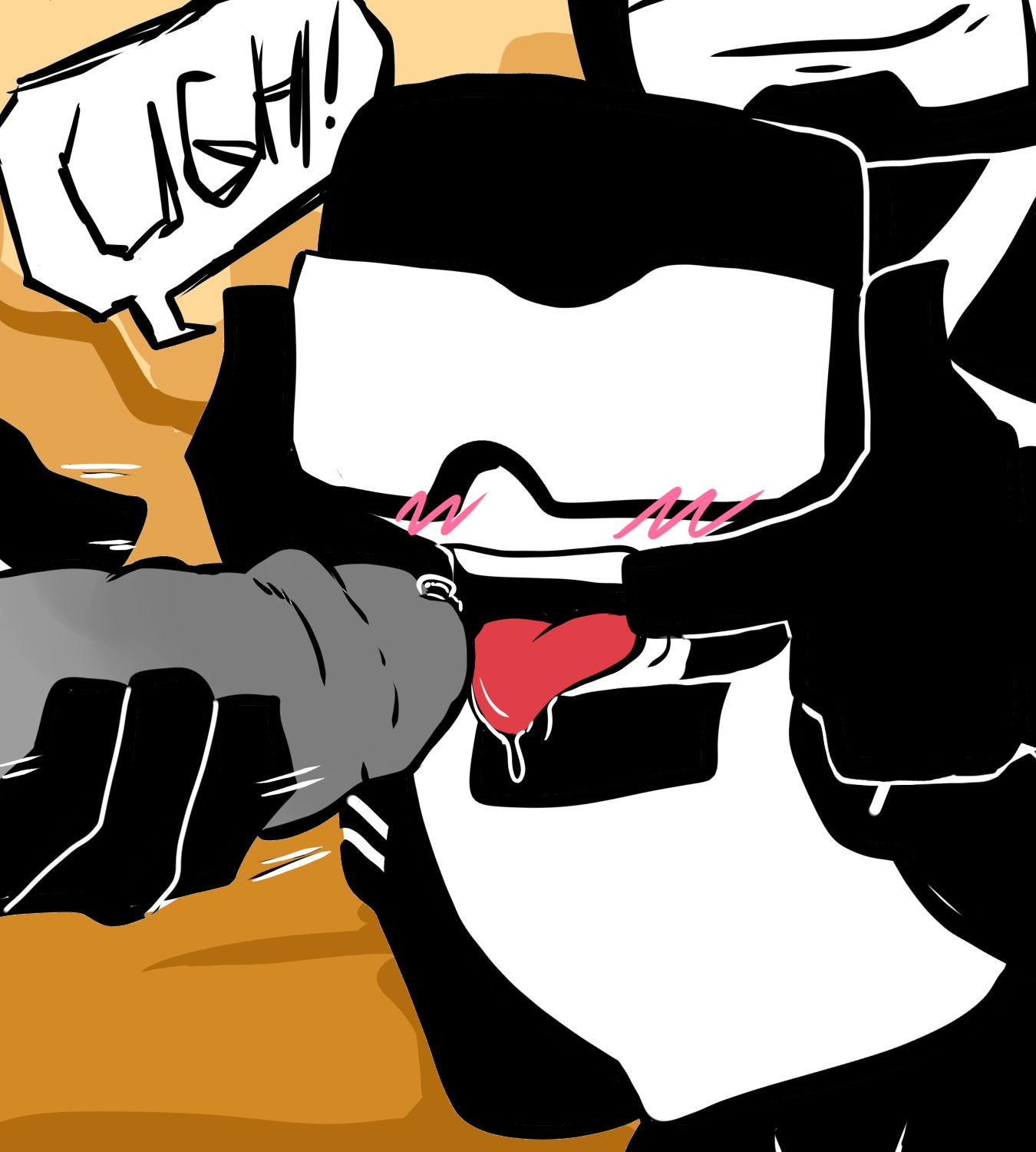 blush, captain (tankmen), coercion, drooling, gay, male, male/male, masturbation, newgrounds, tankmen, tied up, tongue, tongue out