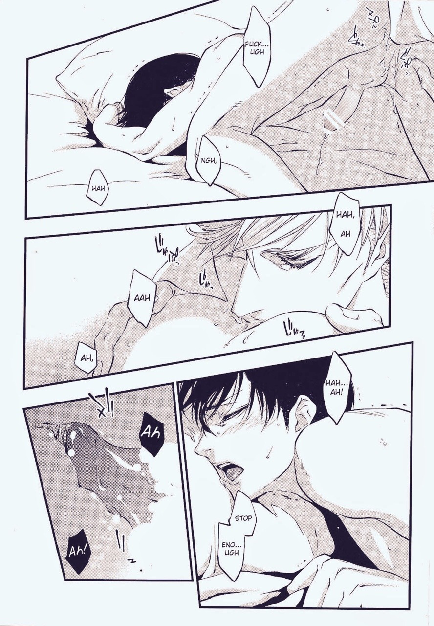 2boys anal_penetration anilingus ass_grab ass_up attack_on_titan bed_sheet bent_over blush buttmunch censor_bar censored censored_penis closed_eyes english_text erect_while_rimmed erwin_smith gay levi levi_ackerman licking_ass male male/male male_only moaning open_mouth panels penis pillow pleasure_face rimjob rimming rimming_male shingeki_no_kyojin skull9 speech_bubble text text_bubble tongue_fucking x-ray yaoi