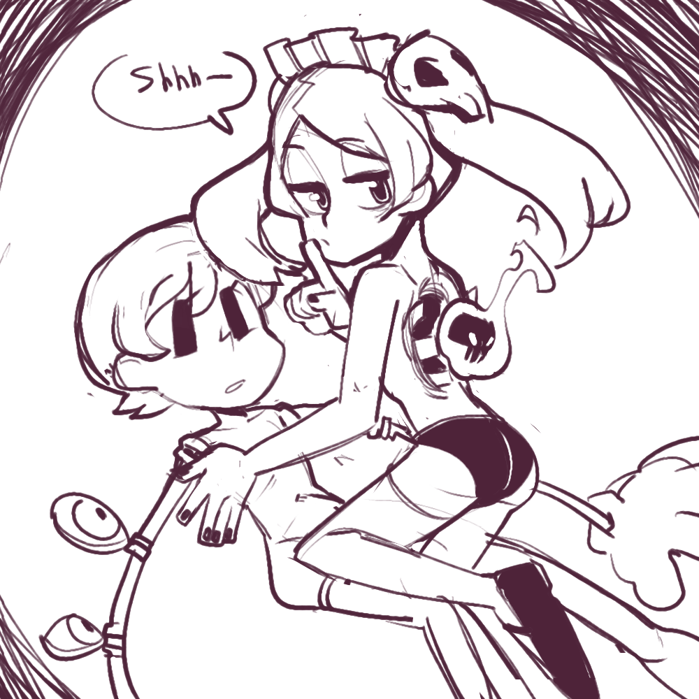 2girls ass bloody_marie female lakilolom panties peacock_(skullgirls) petite skullgirls yuri