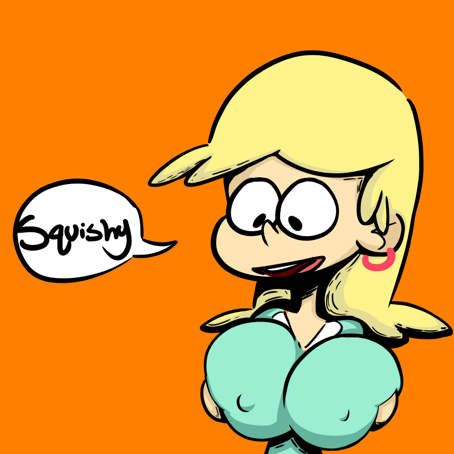 1girls big_breasts bootlegjones breast_expansion breasts clothes clothing dialogue female female_only huge_breasts large_breasts leni_loud looking_down nipple_bulge nipples solo text the_loud_house transformation